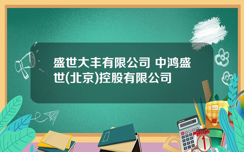 盛世大丰有限公司 中鸿盛世(北京)控股有限公司